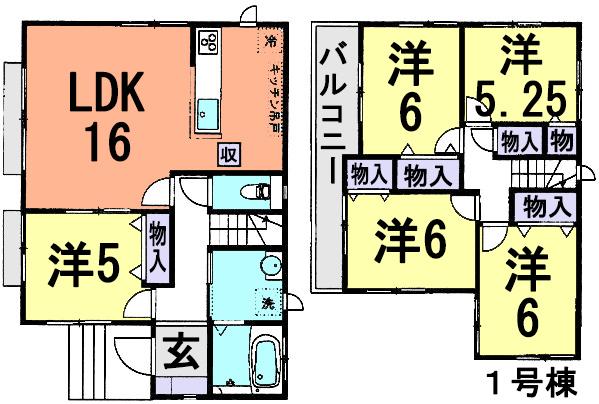Floor plan. (1 Building), Price 17.8 million yen, 5LDK, Land area 132.3 sq m , Building area 101.85 sq m
