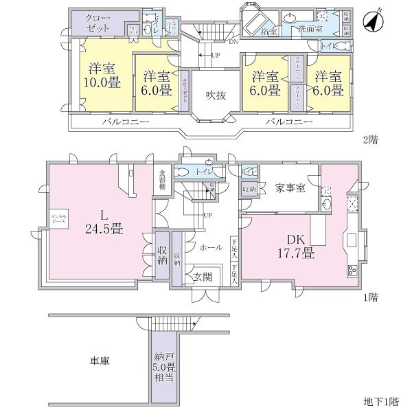 Floor plan. 54,800,000 yen, 4LDK, Land area 218.24 sq m , Building area 244.31 sq m