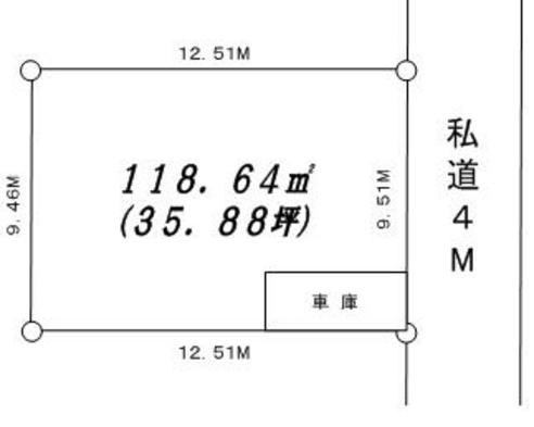 Compartment figure. Land price 2.5 million yen, Land area 118.64 sq m