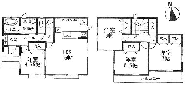 Floor plan. 21,800,000 yen, 4LDK, Land area 134.97 sq m , Building area 98.54 sq m