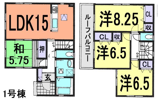 Floor plan. 14.8 million yen, 4LDK, Land area 152.76 sq m , Building area 98.53 sq m