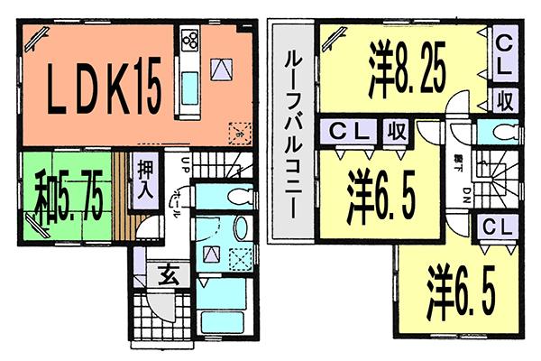 Floor plan. 14.8 million yen, 4LDK, Land area 156.76 sq m , Building area 98.53 sq m