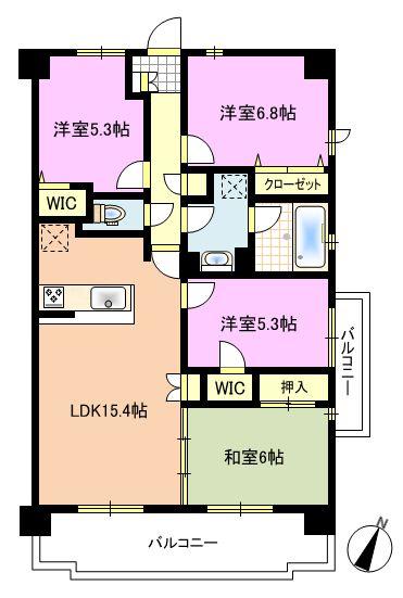 Floor plan. 4LDK, Price 24,900,000 yen, Occupied area 81.36 sq m , Balcony area 16.84 sq m   ◆ Spacious 4LDK + WIC! New Reno Weserblick tion already!