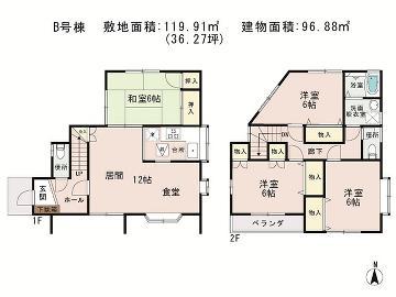 Floor plan. 20,850,000 yen, 4LDK, Land area 119.91 sq m , Building area 96.88 sq m