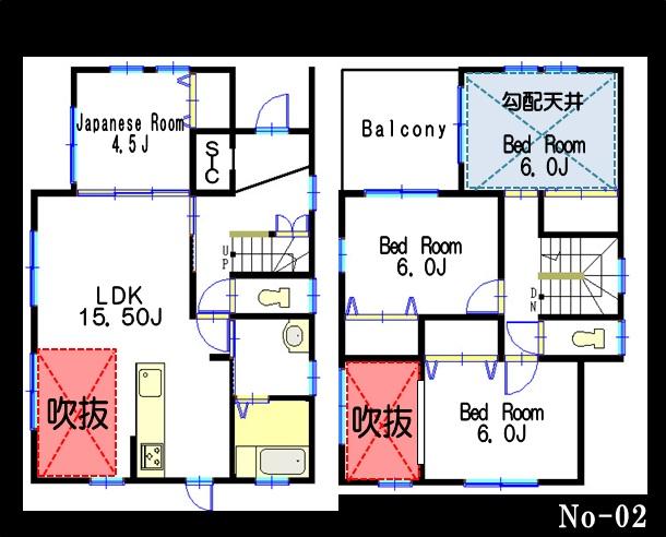 Floor plan. 20.8 million yen, 4LDK, Land area 135.18 sq m , Building area 96.04 sq m