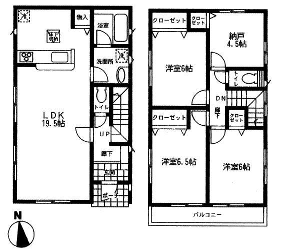 Floor plan. 19,800,000 yen, 3LDK + S (storeroom), Land area 122.21 sq m , Building area 94.77 sq m