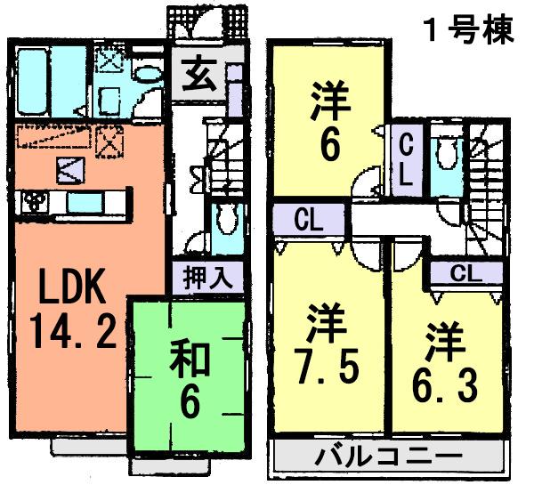 Floor plan. (1 Building), Price 28.8 million yen, 4LDK, Land area 104.12 sq m , Building area 95.63 sq m