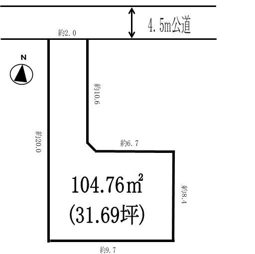 Compartment figure. Land price 13 million yen, Land area 104.76 sq m