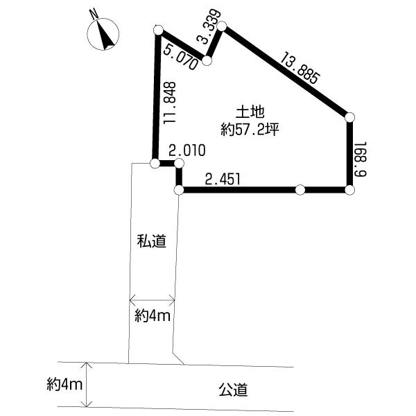 Compartment figure. Land price 22,800,000 yen, Delivery after land area 189.28 sq m vacant lot
