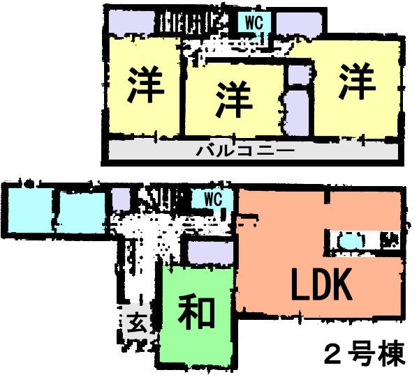 Floor plan. (Building 2), Price 19,400,000 yen, 4LDK, Land area 155 sq m , Building area 102.47 sq m