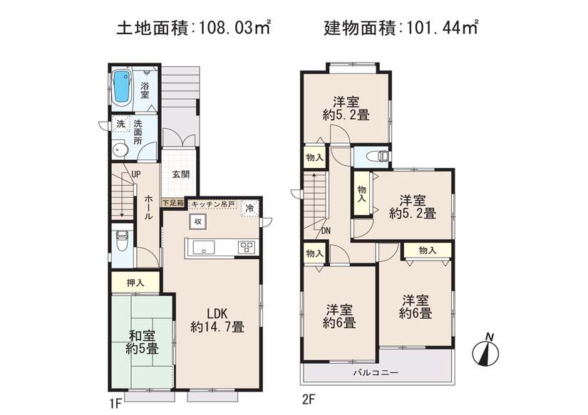 Floor plan. (C Building), Price 31,800,000 yen, 4LDK, Land area 108.03 sq m , Building area 101.44 sq m