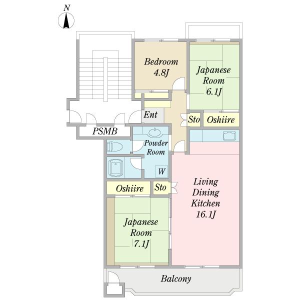Floor plan. 3LDK, Price 6.5 million yen, Occupied area 78.14 sq m