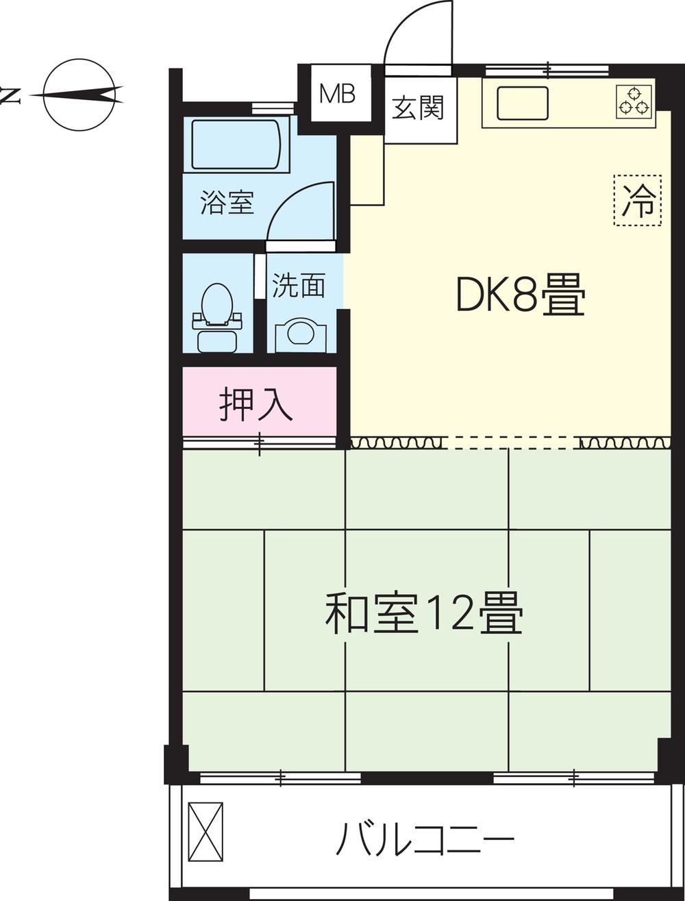 Floor plan. 1DK, Price $ 40,000, Occupied area 40.81 sq m , Balcony area 6.48 sq m