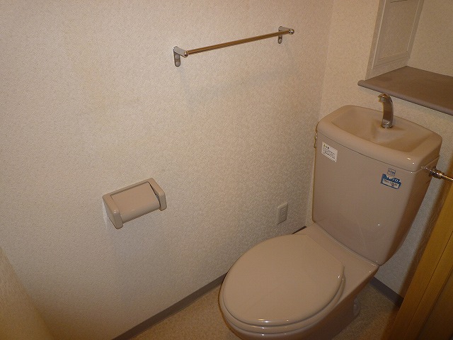 Toilet. Toilet with a shelf. 