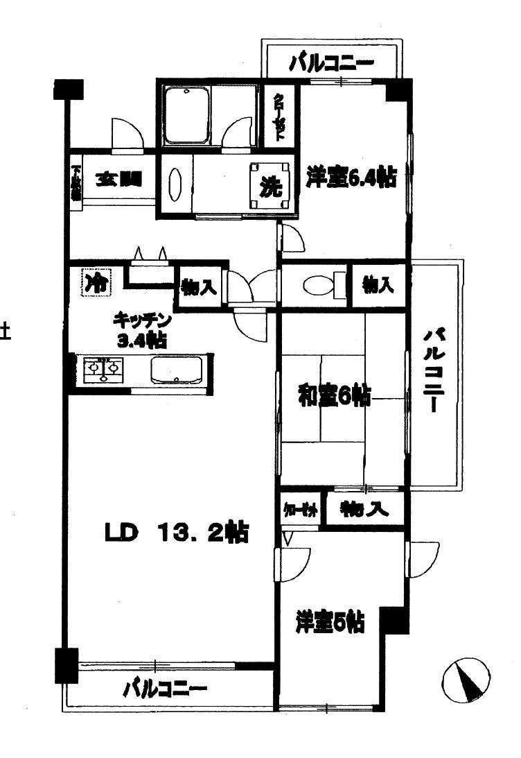 Floor plan. 3LDK, Price 11 million yen, Occupied area 78.95 sq m , Balcony area 13.72 sq m