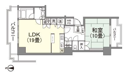 Floor plan. 1LDK, Price 9.5 million yen, Occupied area 70.36 sq m , Balcony area 7.03 sq m