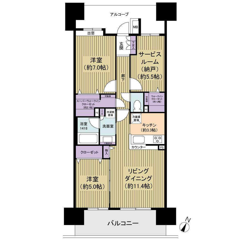 Floor plan. 2LDK + S (storeroom), Price 27,800,000 yen, Occupied area 73.16 sq m all room flooring upholstery of Western-style