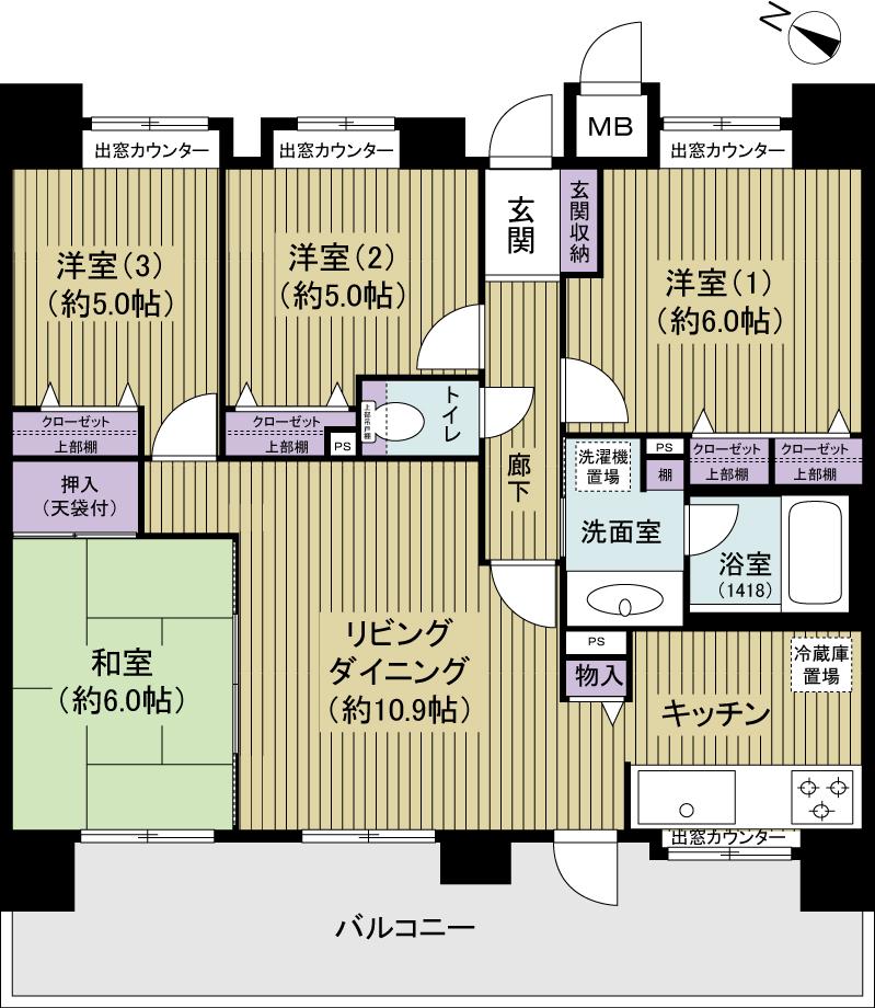 Floor plan. 4LDK, Price 24,800,000 yen, Footprint 80 sq m , Balcony area 20 sq m
