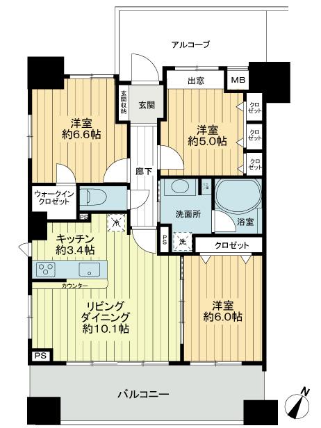 Floor plan. 3LDK, Price 22,800,000 yen, Occupied area 71.17 sq m , Balcony area 15.2 sq m floor plan