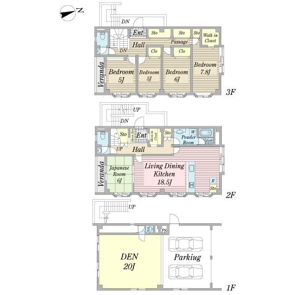 Floor plan. 59,800,000 yen, 5LDK, Land area 142.54 sq m , Building area 211.01 sq m
