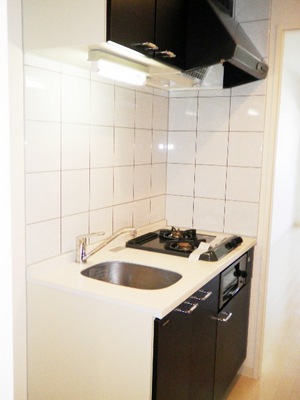 Kitchen. Wall is easy to the room to clean tile. 