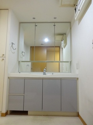 Washroom. There is also a storage capacity, Three sides with mirrors washroom.