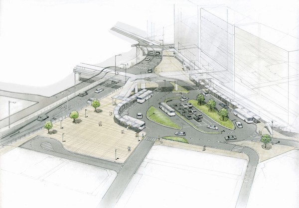 Chiba station square Rendering (to be completed in March 2014)
