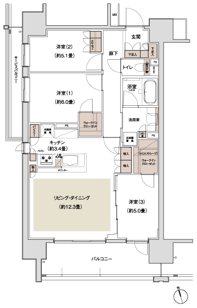 Floor: 3LDK + 2WIC, the area occupied: 76.3 sq m, Price: TBD