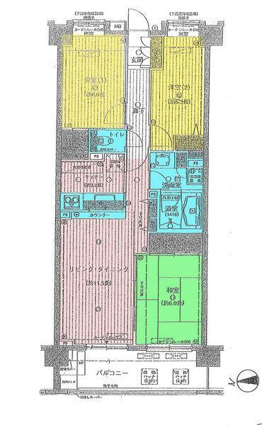 Floor plan. 3LDK, Price 15.8 million yen, Occupied area 69.25 sq m