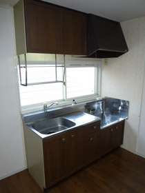 Kitchen. Two-burner gas stove can be installed! Yes window!