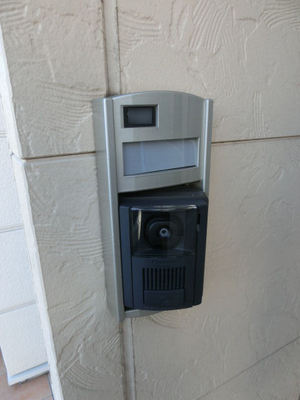 Security. Crime prevention TV Intercom with apartment