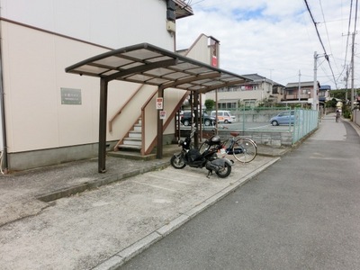 Parking lot. Bicycle parking lot with a roof