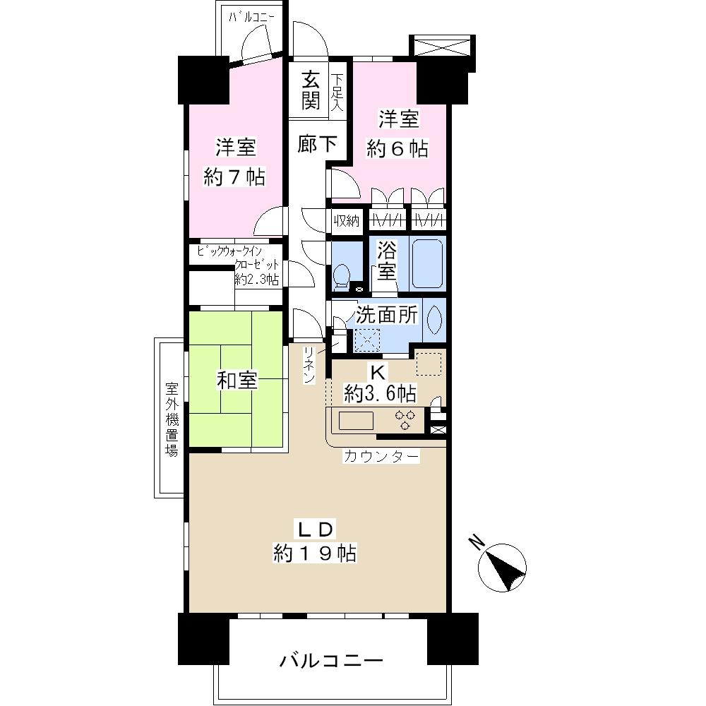 Floor plan. 3LDK, Price 28 million yen, Occupied area 90.53 sq m , Balcony area 13.7 sq m
