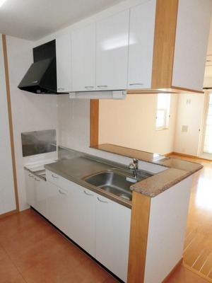 Kitchen. Two-burner gas stove can be installed counter kitchen