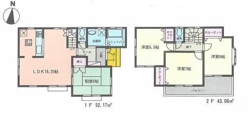 Floor plan. 22,800,000 yen, 4LDK, Land area 127.03 sq m , Building area 95.23 sq m