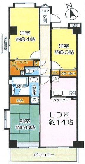Floor plan. 3LDK, Price 16 million yen, Occupied area 76.72 sq m