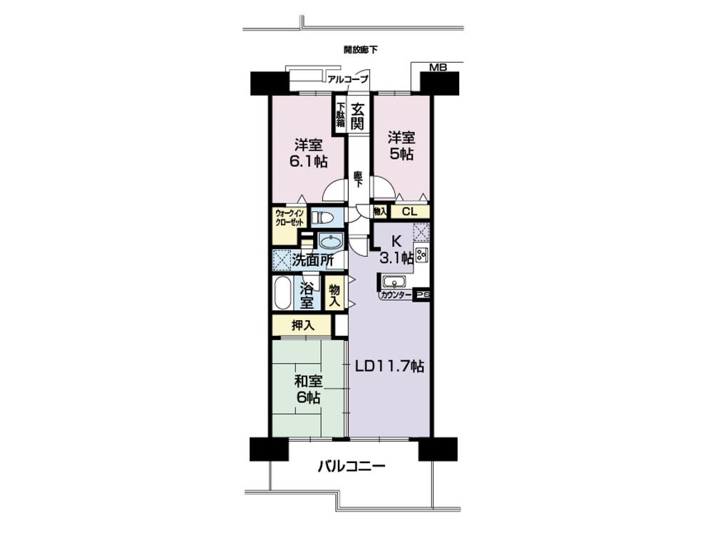 Floor plan. 3LDK, Price 14.8 million yen, Occupied area 71.34 sq m , Balcony area 13.06 sq m