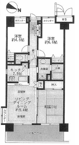 Floor plan. 3LDK, Price 20.8 million yen, Occupied area 62.24 sq m , Bright corner room with a window on the balcony area 10.62 sq m kitchen.