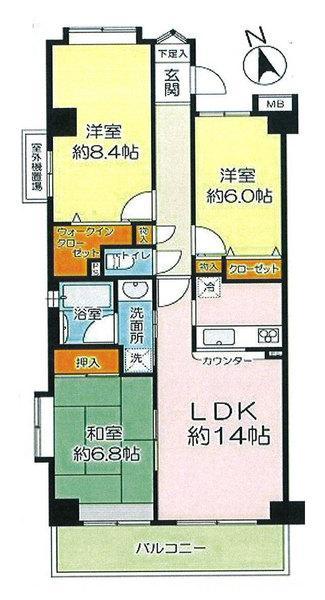 Floor plan. 3LDK, Price 16 million yen, Occupied area 76.72 sq m