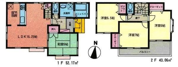 Floor plan. 22,800,000 yen, 4LDK, Land area 127.03 sq m , Building area 97.71 sq m