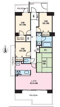 Floor plan. 4LDK, Price 15.8 million yen, Footprint 88.4 sq m , Balcony area 22.79 sq m 4LDK