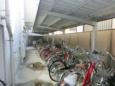 Parking lot. Bicycle Covered.