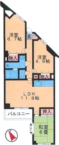 Floor plan. 3LDK, Price 7.9 million yen, Occupied area 62.94 sq m