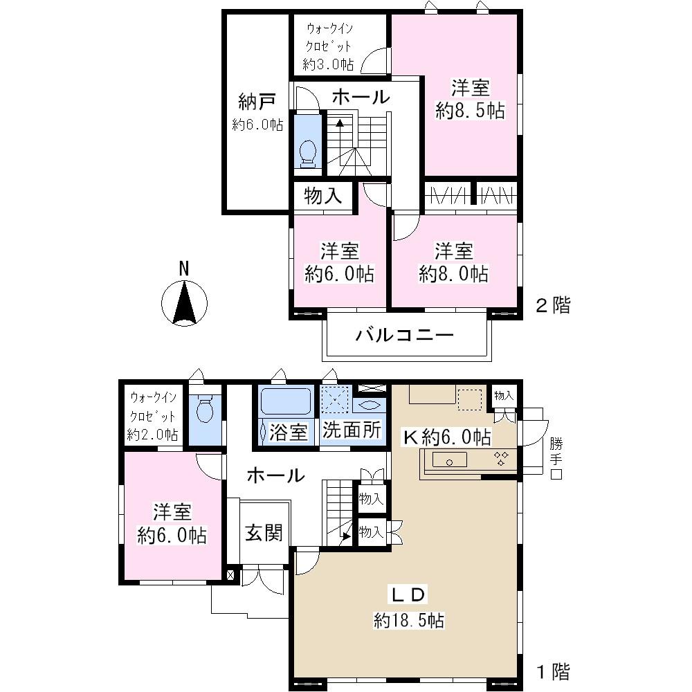 Floor plan. 67,800,000 yen, 4LDK + S (storeroom), Land area 172.24 sq m , Building area 138.49 sq m
