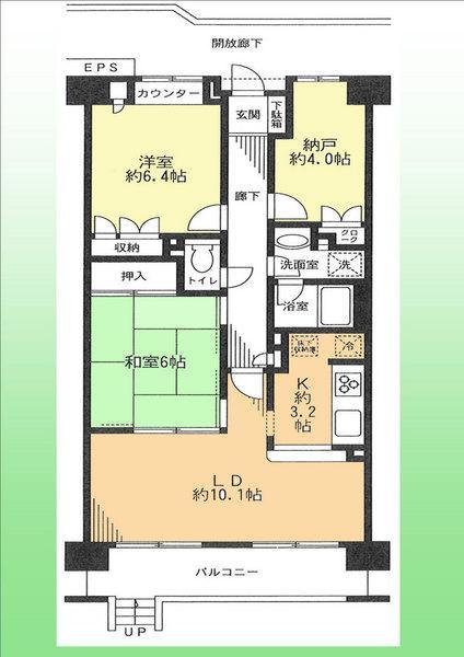 Floor plan. 3LDK, Price 16.5 million yen, Occupied area 67.52 sq m , Balcony area 8.4 sq m