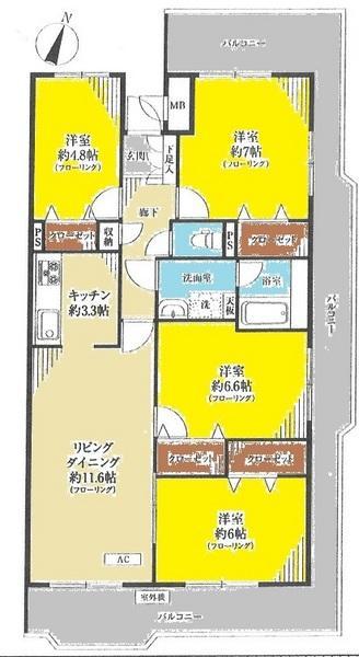 Floor plan. 4LDK, Price 14.8 million yen, Occupied area 85.35 sq m , Balcony area 26.92 sq m