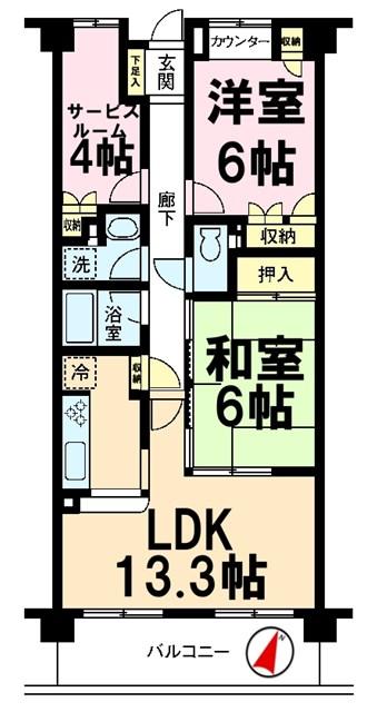 Floor plan. 2LDK + S (storeroom), Price 14.8 million yen, Occupied area 67.52 sq m , Balcony area 8.4 sq m