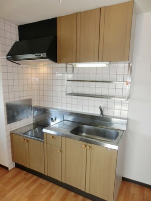 Kitchen. Two-burner gas stove can be installed