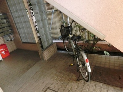 Parking lot. Bicycle parking space is give and take