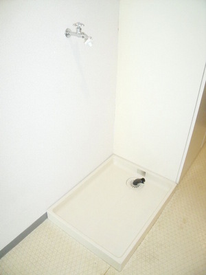 Washroom. It is indoor washing machine Storage